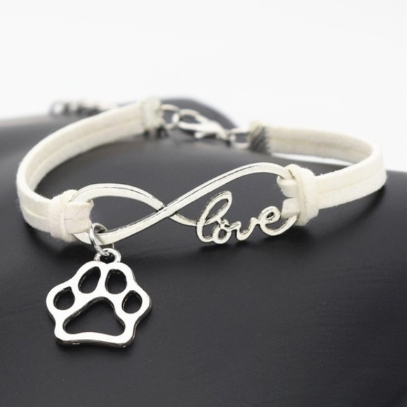 sbfashions Jewelry - ⚡️⤵️DogLoveCutoutBraceletWhiteLeatherPawCharm